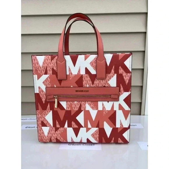 Michael Kors MK Kenly Large Logo Tote Bag - Sherbert Multi